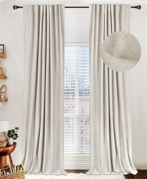 100% Blackout Shield Linen Blackout Curtains for Bedroom 108 Inches ...