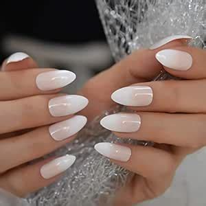 EchiQ French Ombre Press On Nail Set White Beige Gradient False Nails ...