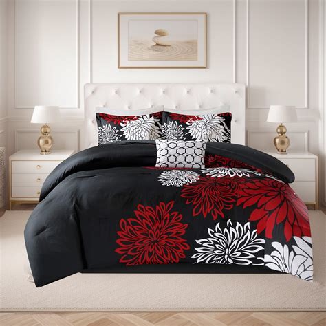 Comfort Spaces King Size Comforter Set, 5-Piece Floral Bedding Set for ...