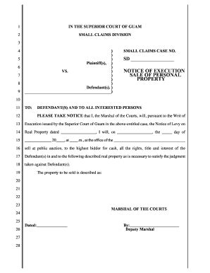 GU Notice of Execution Sale of Personal Property - Complete Legal ...
