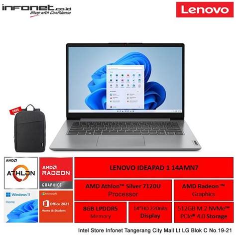 Jual LENOVO IDEAPAD 1 14AMN7 ATHLON SILVER 7120U 8GB 512GB SSD ...