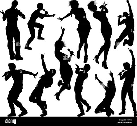Singers Pop Country Rock Hiphop Star Silhouettes Stock Vector Image & Art - Alamy - Rock Star Silhouette