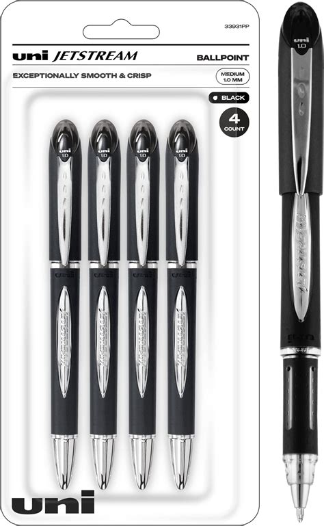 uni-ball Jetstream Ballpoint Pens, Bold Point (1.0mm), Black, 4 Count ...