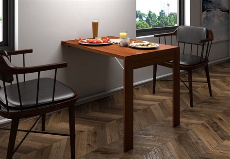 Wall Mounted Walnut Folding Table, Murphy Table, Floating Table, Space ...