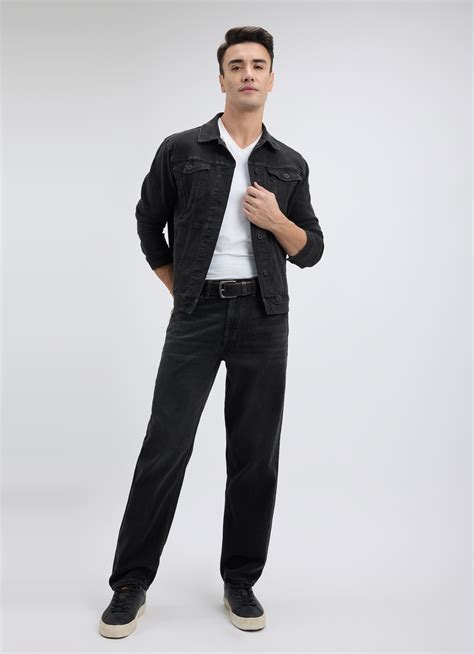 Men Black Relaxed Barrel Fit Mid Rise Jeans | Pepe Jeans India