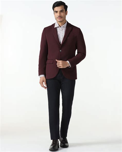 Buy Formal Maroon Textured Blazer from Rismo Collection