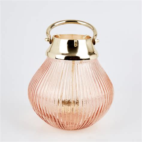 Buy Moksha Matteo Glass Ribbed Lantern with T-Light Holder from Home ...