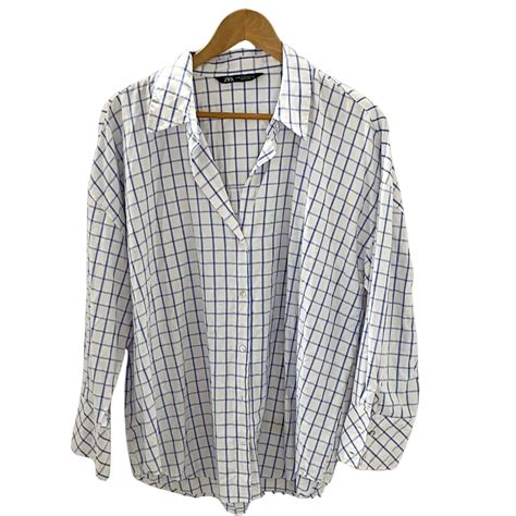 Zara Mens Shirt Size XL Blue / Striped / White