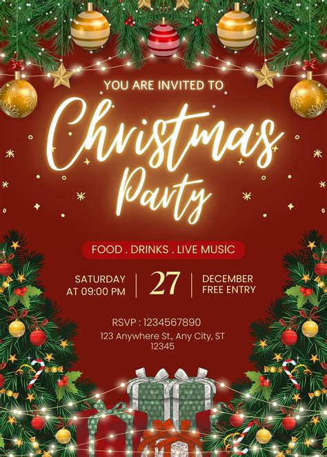 Company Christmas Party Invitation Templates