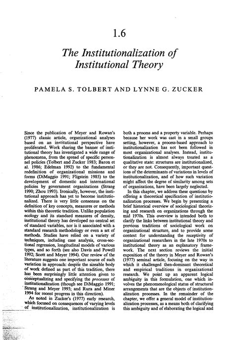 Tolbert 19 Institutionalization - 1. The Institutionalization of ...