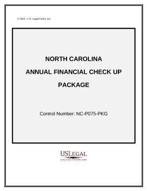 North Carolina Annual Financial Check Up Package - Blank Fillable ...