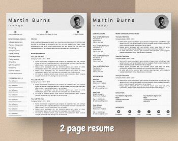 IT MANAGER RESUME TEMPLATE For MS Word | Cover Letter & References ...