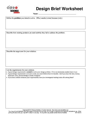 Fillable Online Design Brief Worksheet Fax Email Print - pdfFiller