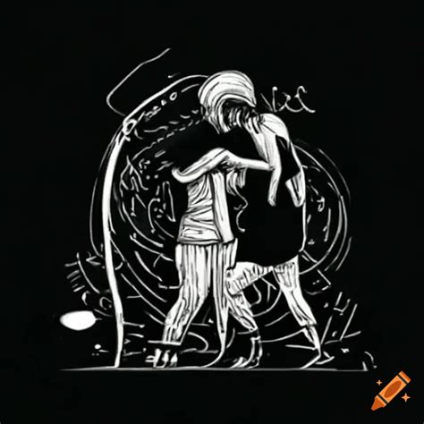 Abstract ink drawing with perpetual motion