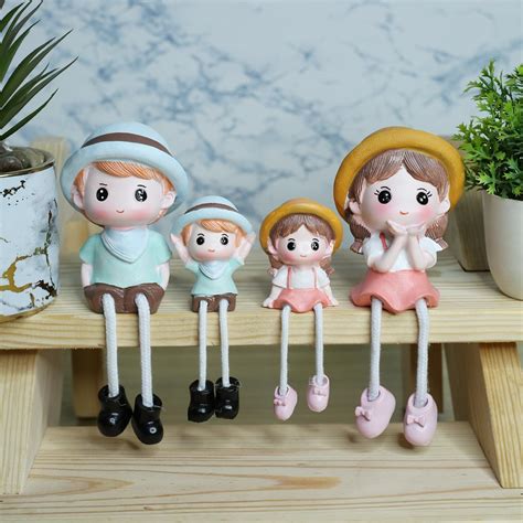 Buy Wonderland (Set of 4 Hanging Dolls Family Statue for Shelf décor ...