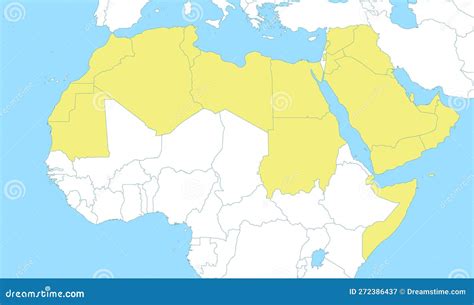 Map of Arab World with Borders of the States Stock Vector - Illustration of graphic, country ...