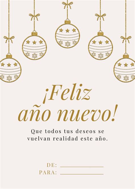 Tarjeta Vertical Año Nuevo Minimalista Crema - Templates by Canva