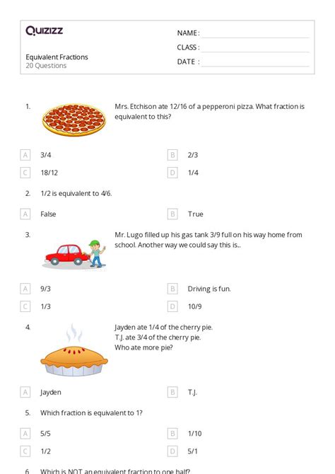50+ Equivalent Fractions worksheets for 8th Class on Quizizz | Free ...