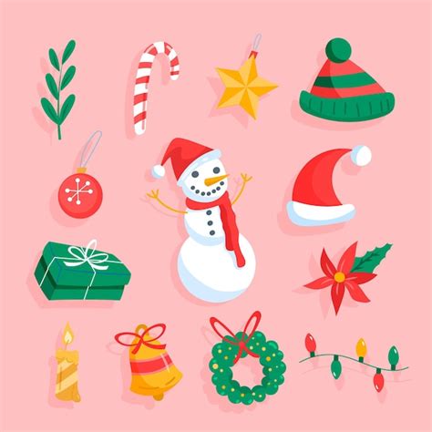 Hand gezeichnete Weihnachten Element Sammlung | Kostenlose Vektor