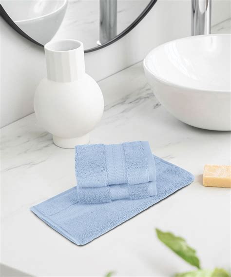 Luxury 3 Pc Face Towel Set, Grace Blue|625 GSM Premium Cotton| Antimic ...
