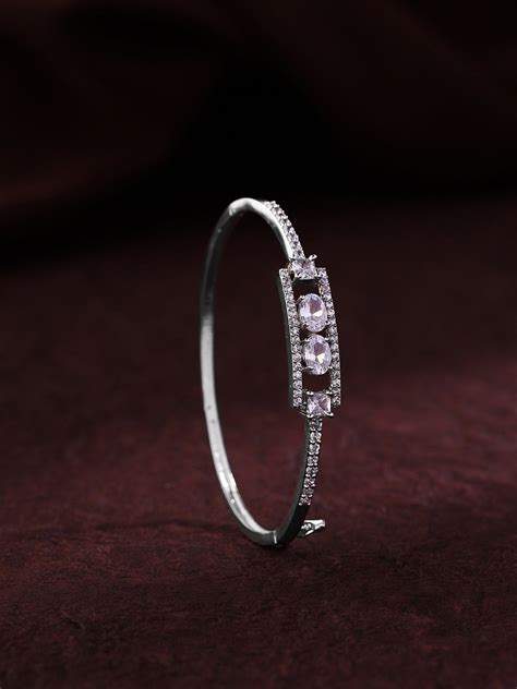 Priyaasi Dazzling American Diamond Adorned Silver-Plated Bracelet