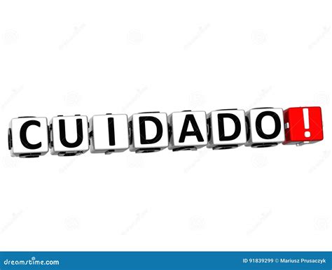 3D Attention in Spanish Language Button Click Here Block Text Stock ...