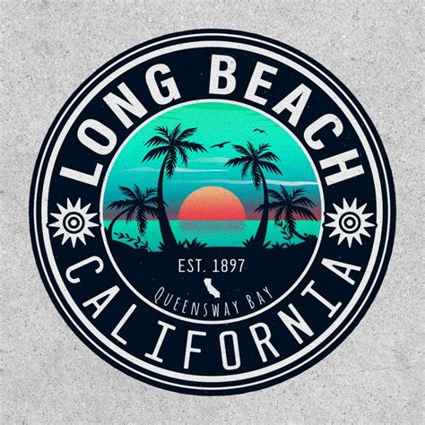 Long Beach California Tropical Sunset Souvenir 70s Patch | Zazzle ...