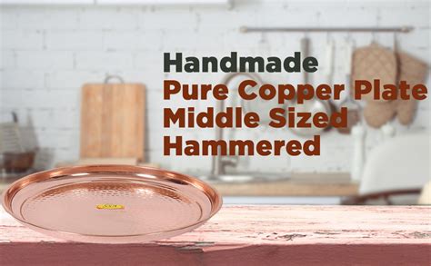 Buy SHIV SHAKTI ARTS Handmade Pure Copper Plate Middle Sized Hammered ...
