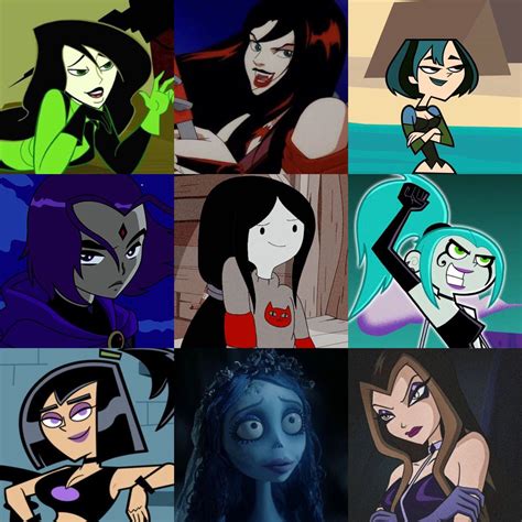 Cartoon Characters with Long Black Hair