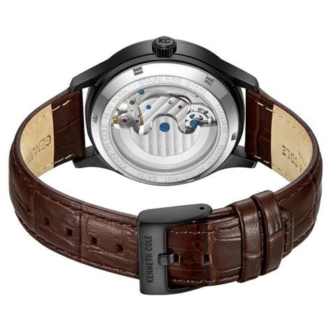 Buy Online Kenneth Cole Automatic Black Dial With Tan Leather Strap ...