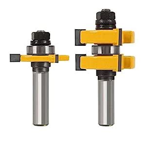 Bestgle 2pcs 1/2” Shank Tongue Groove Router Bit 3 Teeth Adjustable T ...