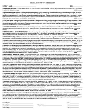 General Dentistry Informed Consent - Blank Fillable Template | Fill Out ...