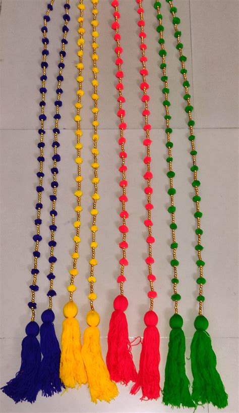 LAMANSH Pack of 20 (5 feet) Pom Pom X Tassels Hanging Line Latkans for ...