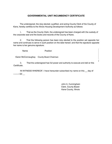 Free Printable Certificate Of Incumbency Templates [Word, PDF]