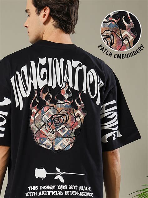 Imagination Embroidered Printed Men Oversized T-shirt – pronk.in