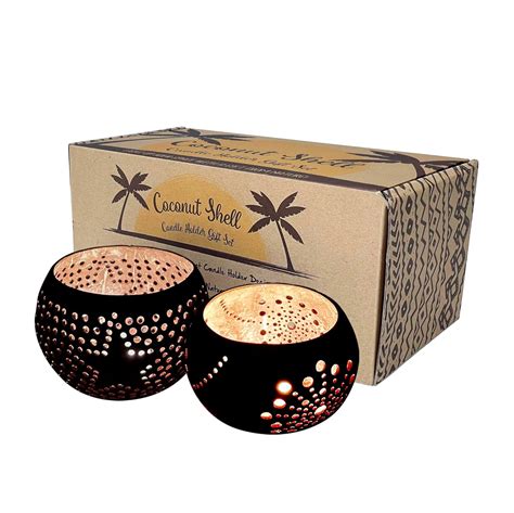 Buy Coconut Shell Votive Tealight Candle Holders for Table Centerpiece ...