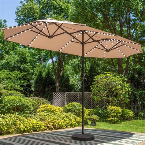 Amazon.com : PHI VILLA 13ft Large Patio Umbrella with Solar Lights ...