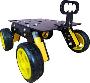 Printed Bots 4 Wheel Drive Curious Chassis for DIY Robotics (Black ...