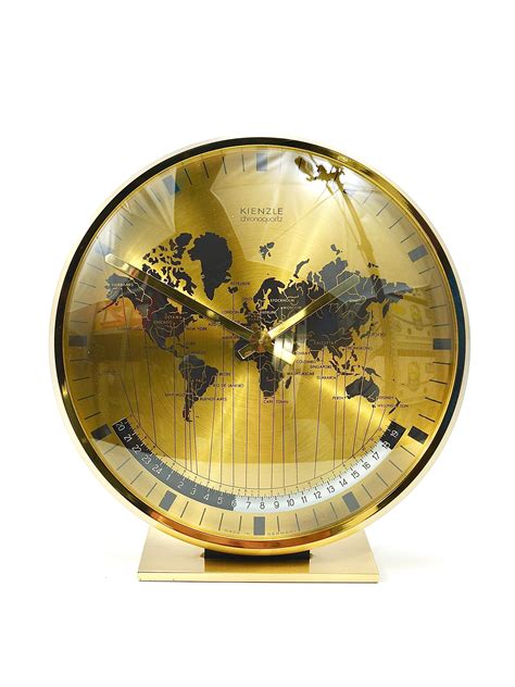 Kienzle GMT World Time Zone Brass Table Clock, Midcentury, Germany, 1960s For Sale at 1stDibs ...