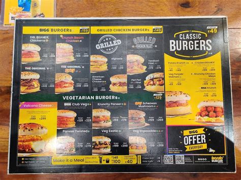 Menu at Biggies Burger : FC Road, Pune