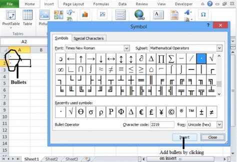 How to Give Bullets in Excel 的图像结果