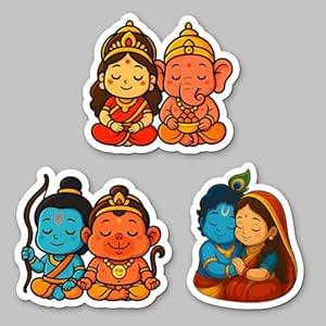 Buy Acrylic Hindu God Fridge Magnets | 3x3 Inch Set of 3 Cartoon-Style ...