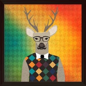 Artzfolio ArtzFolio Colored Background With A Deer Hipster Canvas ...