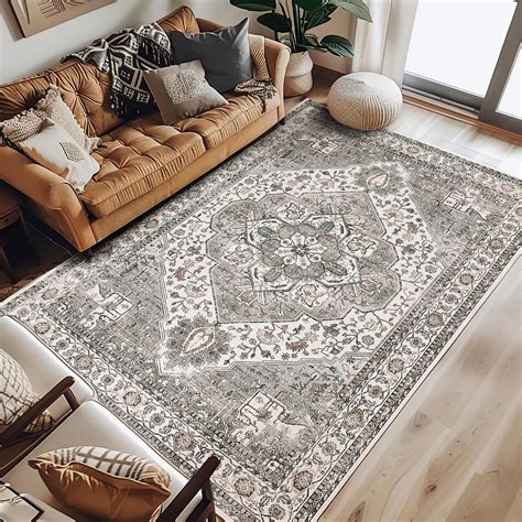 jinchan Area Rug 8x10 Accent Rug Indoor Vintage Floor Mat Soft Printed ...