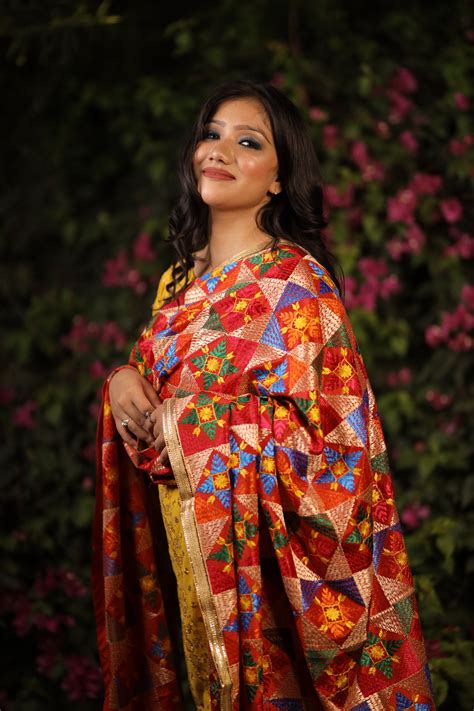 Women's Phulkari Embroidered Chiffon Dupatta – SWI Stylish