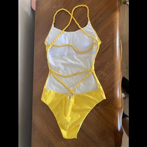 yellow one piece swimsuit. - Depop