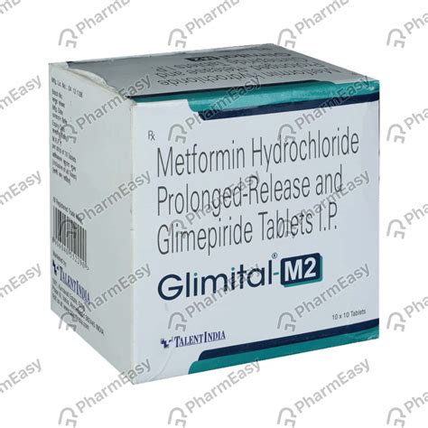 Glimital M 2mg Strip Of 15 Tablets: Uses, Side Effects, Price & Dosage ...