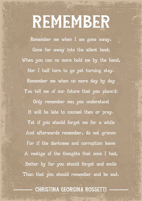 Christina georgina rossetti remember poem art print – Artofit