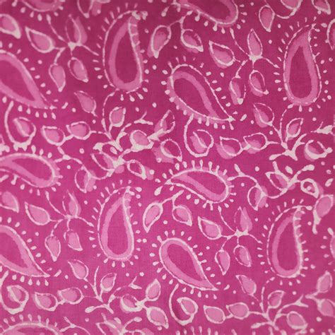 (Pre-Cut 0.90 Meter) Pure Cotton Dabu Pink With Kairi Jaal Hand Block ...