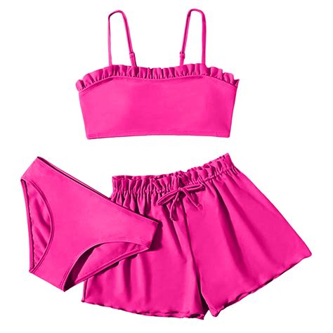Teen Bathing Suits Three piece Bathing Suit Bikini Set with Shorts ...
